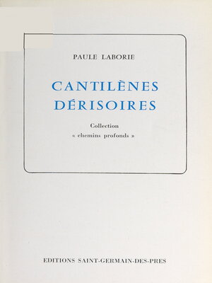 cover image of Cantilènes dérisoires